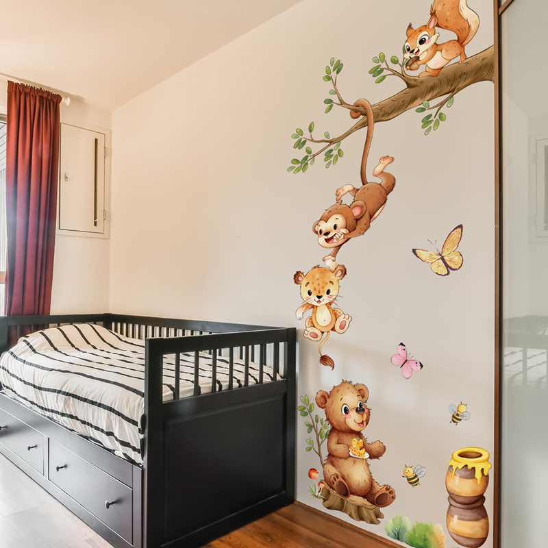 Kids Educational Posters - Ramos de animais bonito macaco borboleta