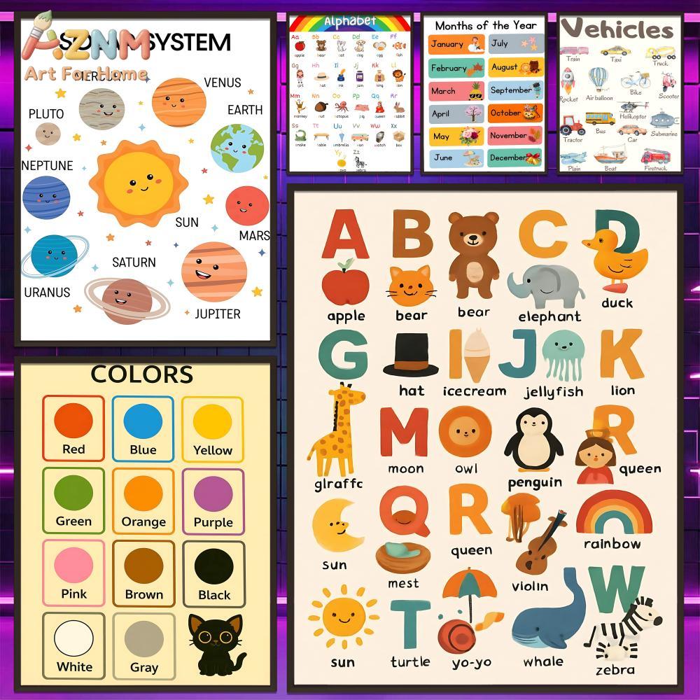 Kids Educational Posters - Pôsteres Educacionais de Parede em Lona