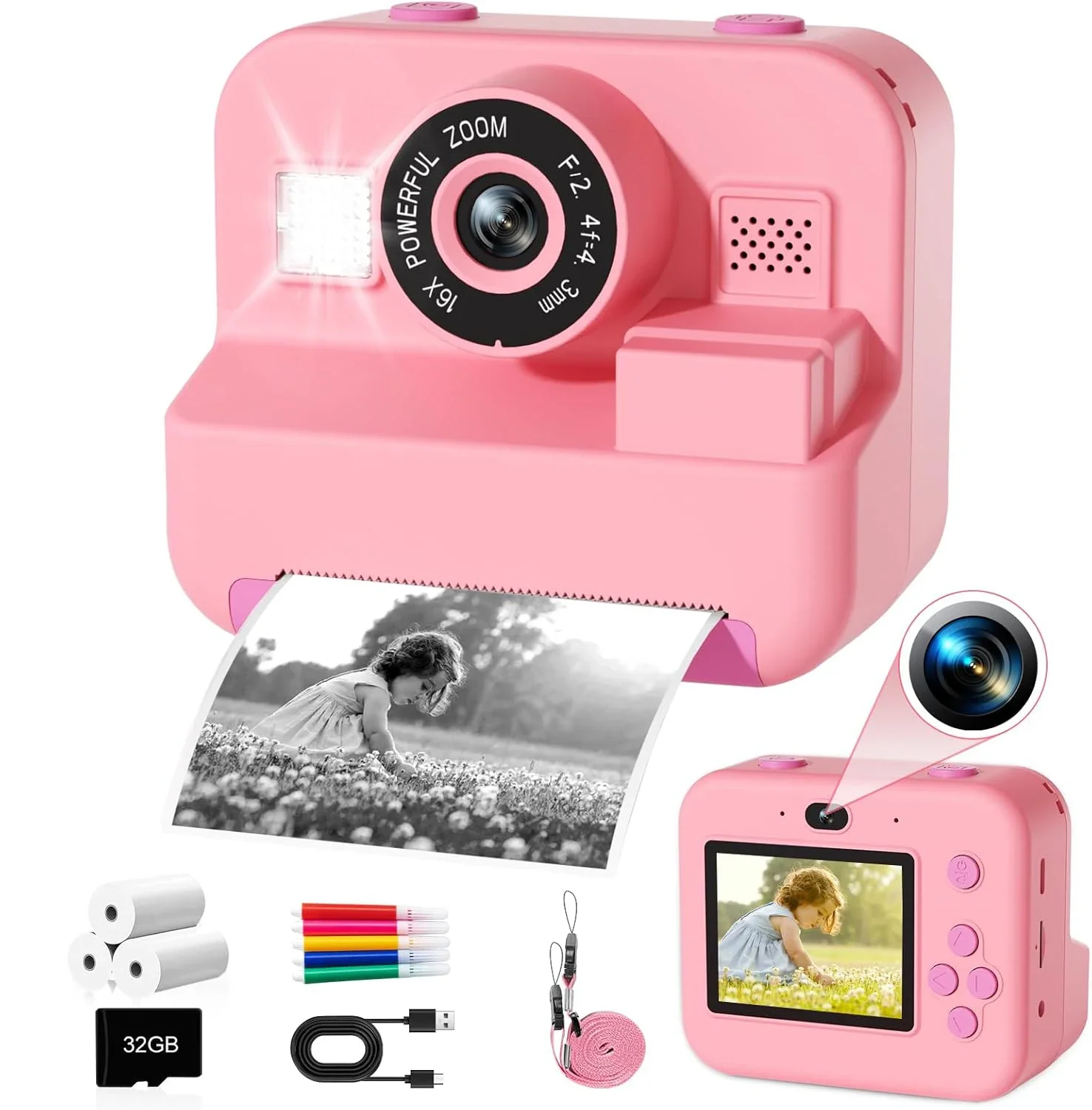 Kids Education Video - Câmera Digital Infantil, Impressão Instantânea e