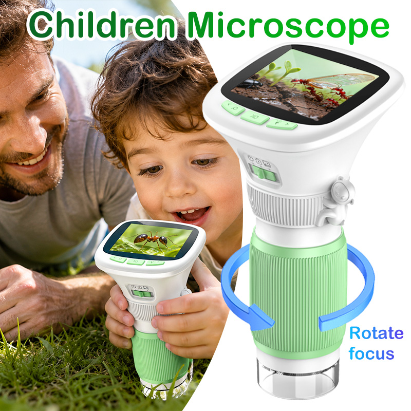 Kids Education Video - Microscópio Digital Portátil para Crianças 1000X