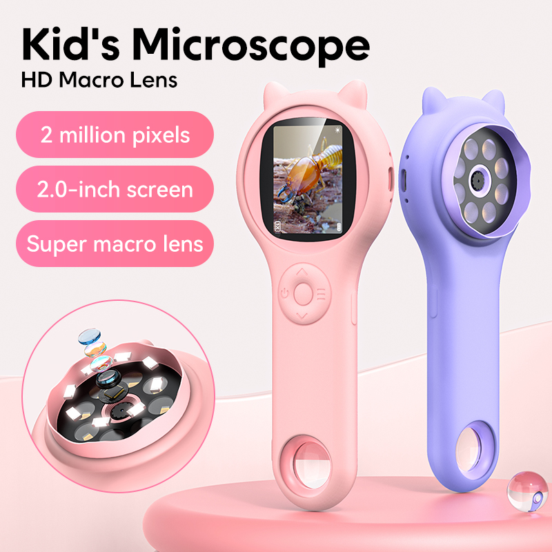 Kids Education Video - Mini microscópio óptico infantil com função