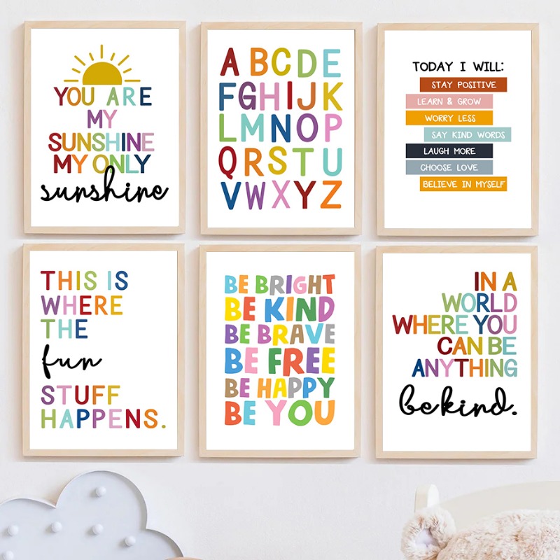 Kids Educational Posters - Pôster Educacional em Inglês com Alfabeto,