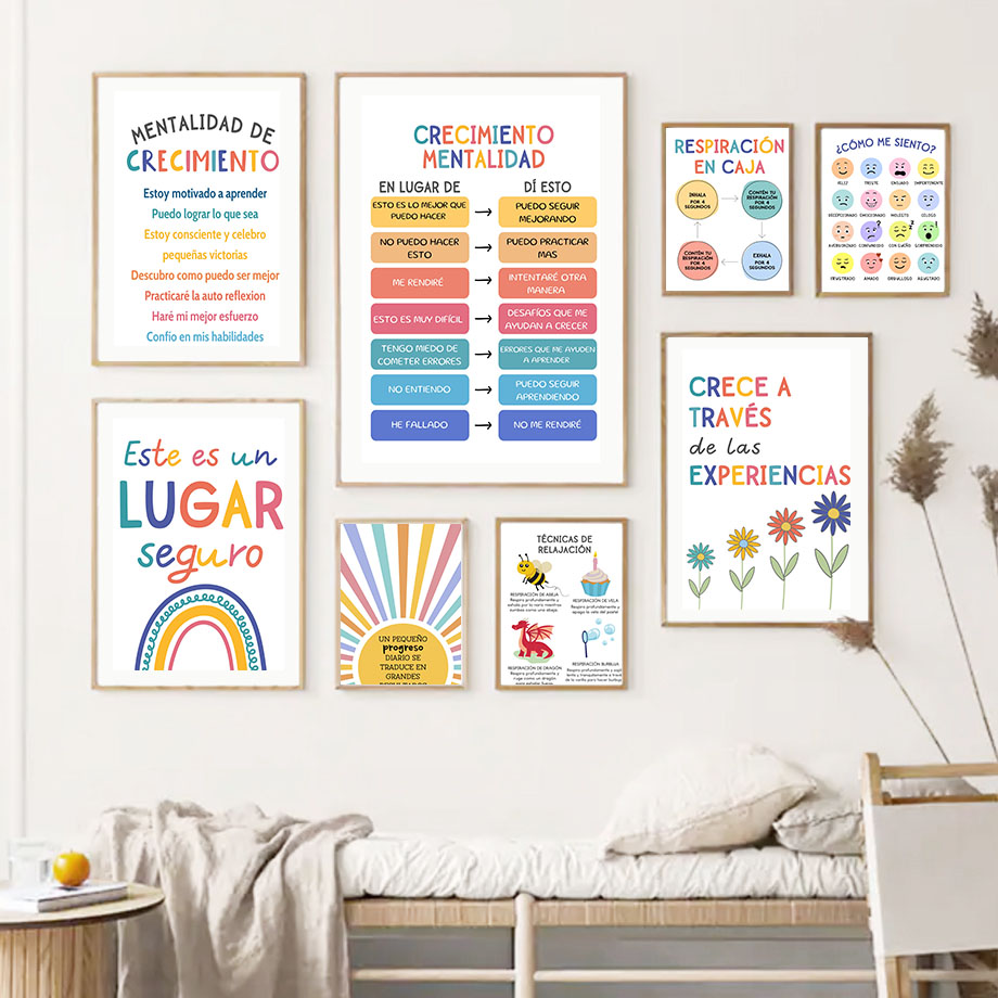 Educação espanhola lema arco-í - Kids Educational Posters avaliação e preço