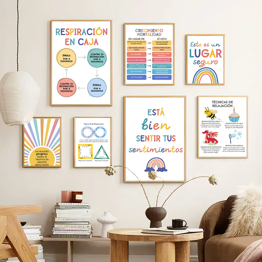 Educação espanhola lema arco-í - Kids Educational Posters avaliação e preço