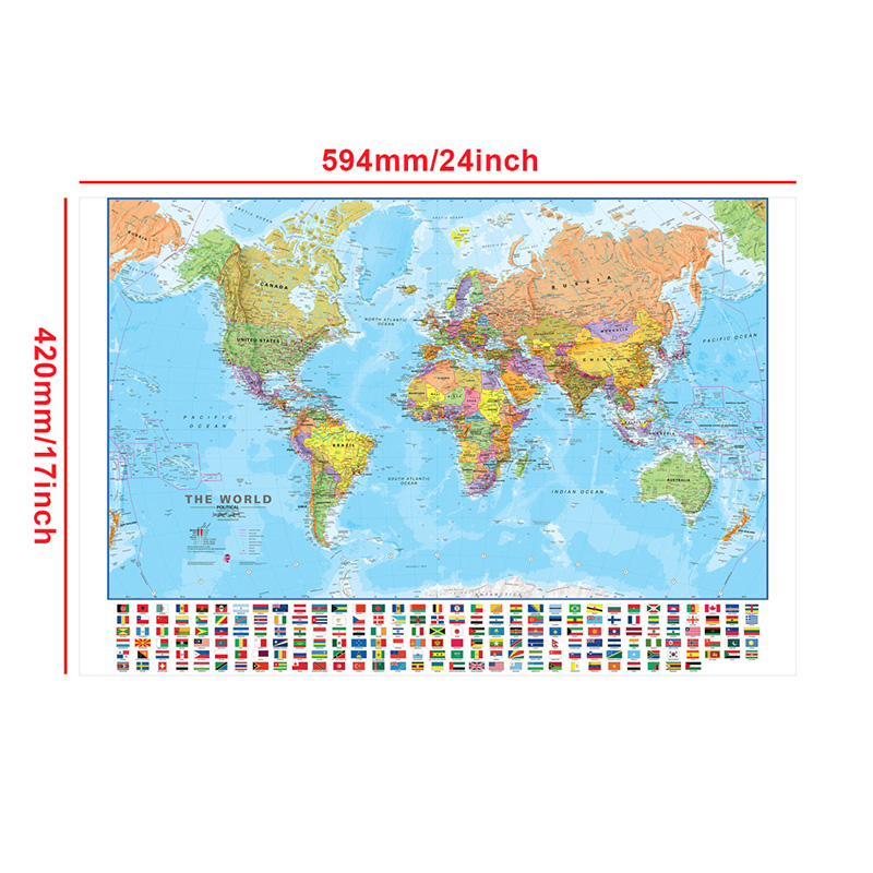 Mapa mundi a2 59*42cm com band - Kids Educational Posters avaliação e preço
