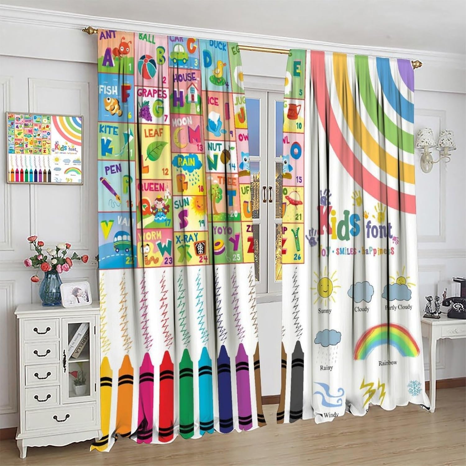 Cortinas Infantis com Alfabeto - Kids Education In Japan avaliação e preço