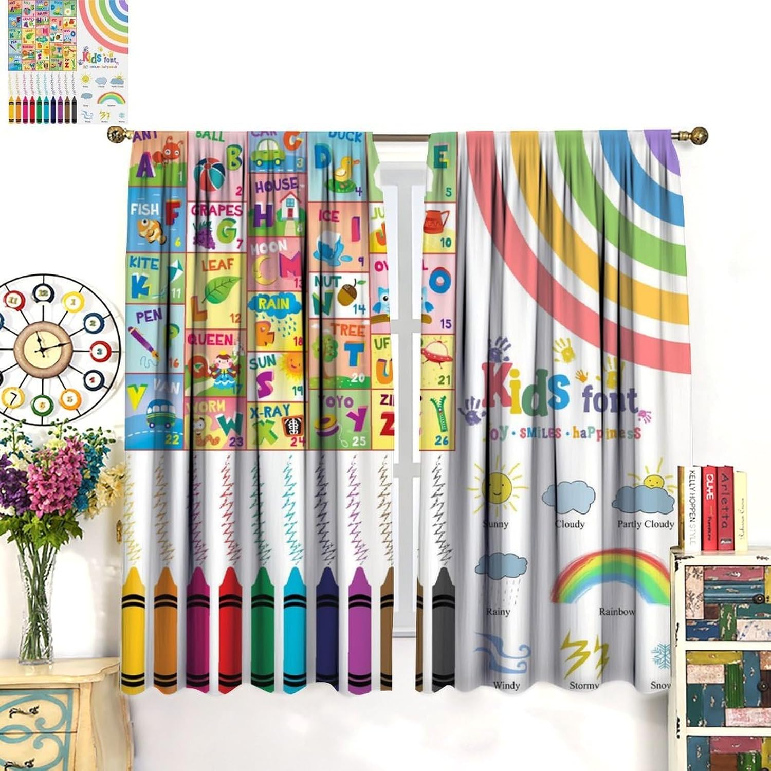 Cortinas Infantis com Alfabeto - Kids Education In Japan avaliação e preço